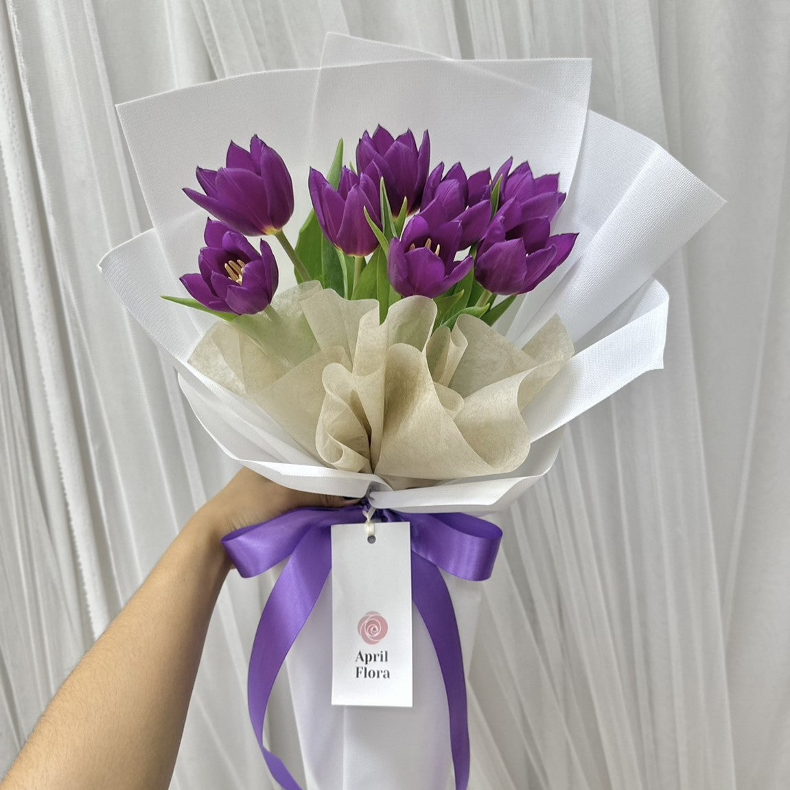 "Together with you" Bouquet of Purple Tulips