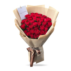 "Hugs and Kisses" Bouquet Of 50 Red Roses (Beige)