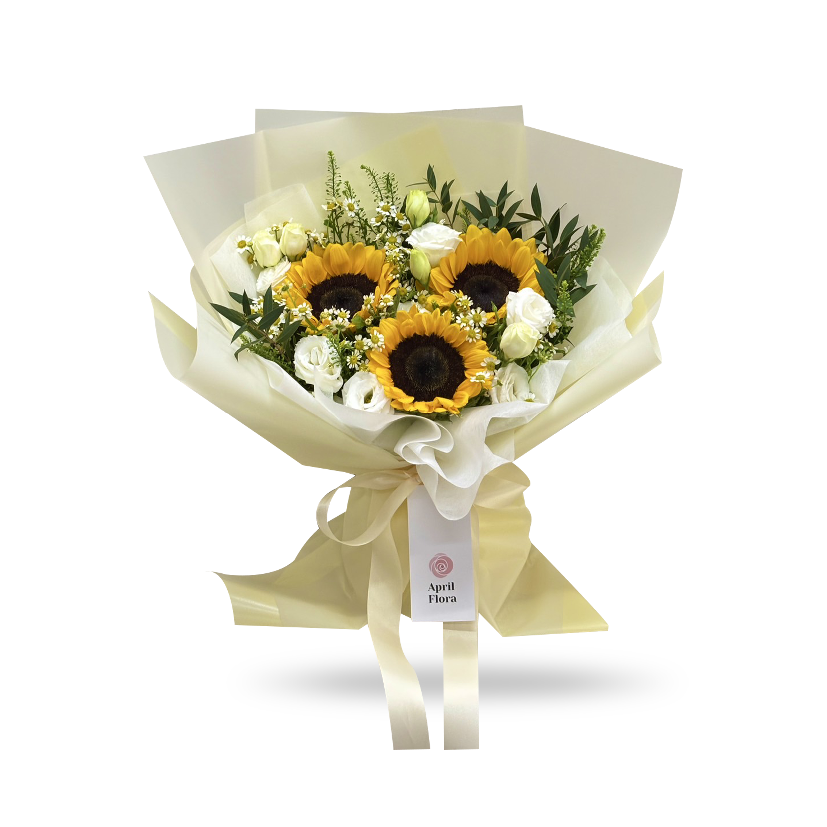 "Creamy Sunlight" Bouquet Of Sunflowers