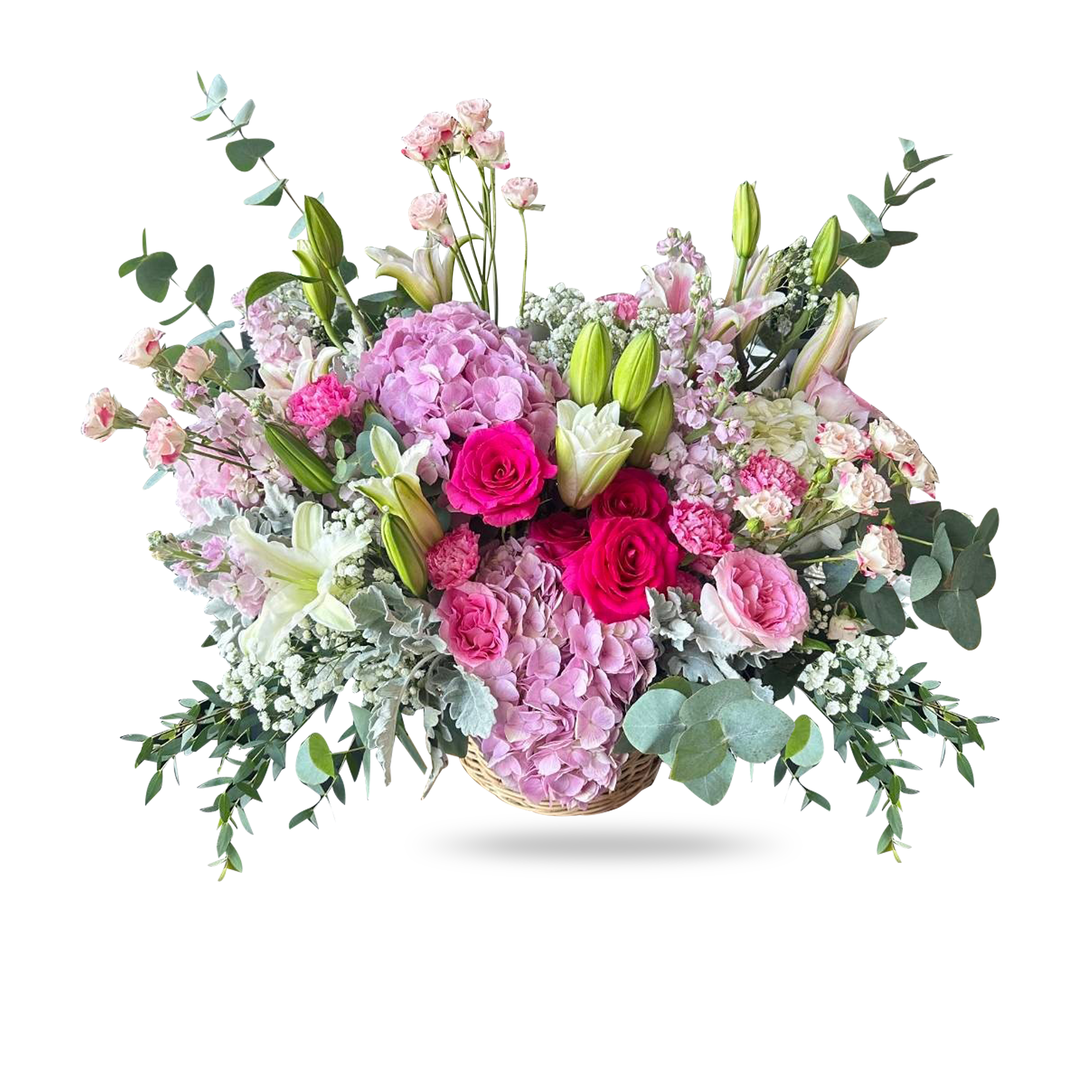 Blushing Garden – Mixed Flower Basket