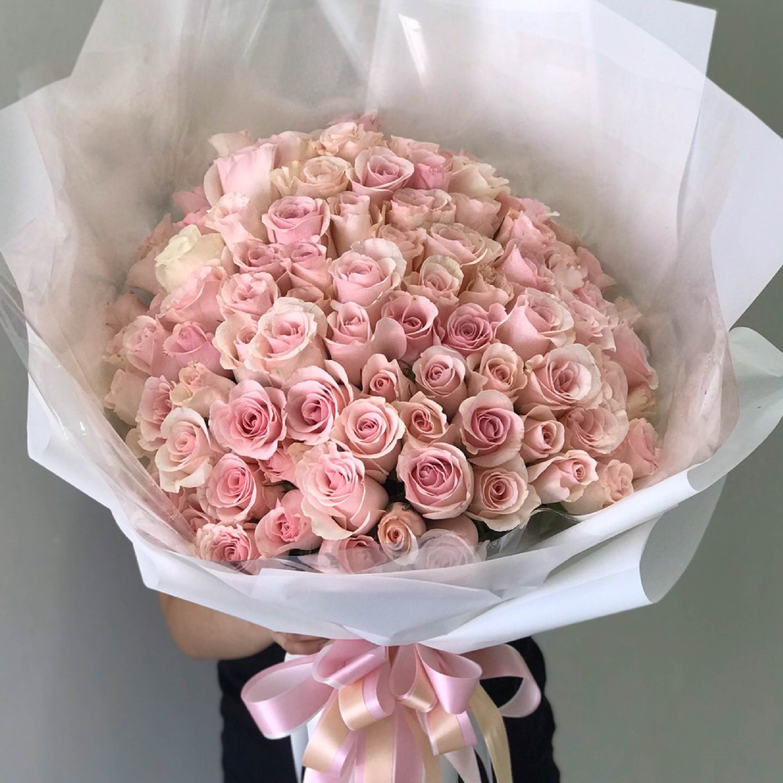 "Sweet Bella" One Hundred Romantic Pink Roses Bouquet