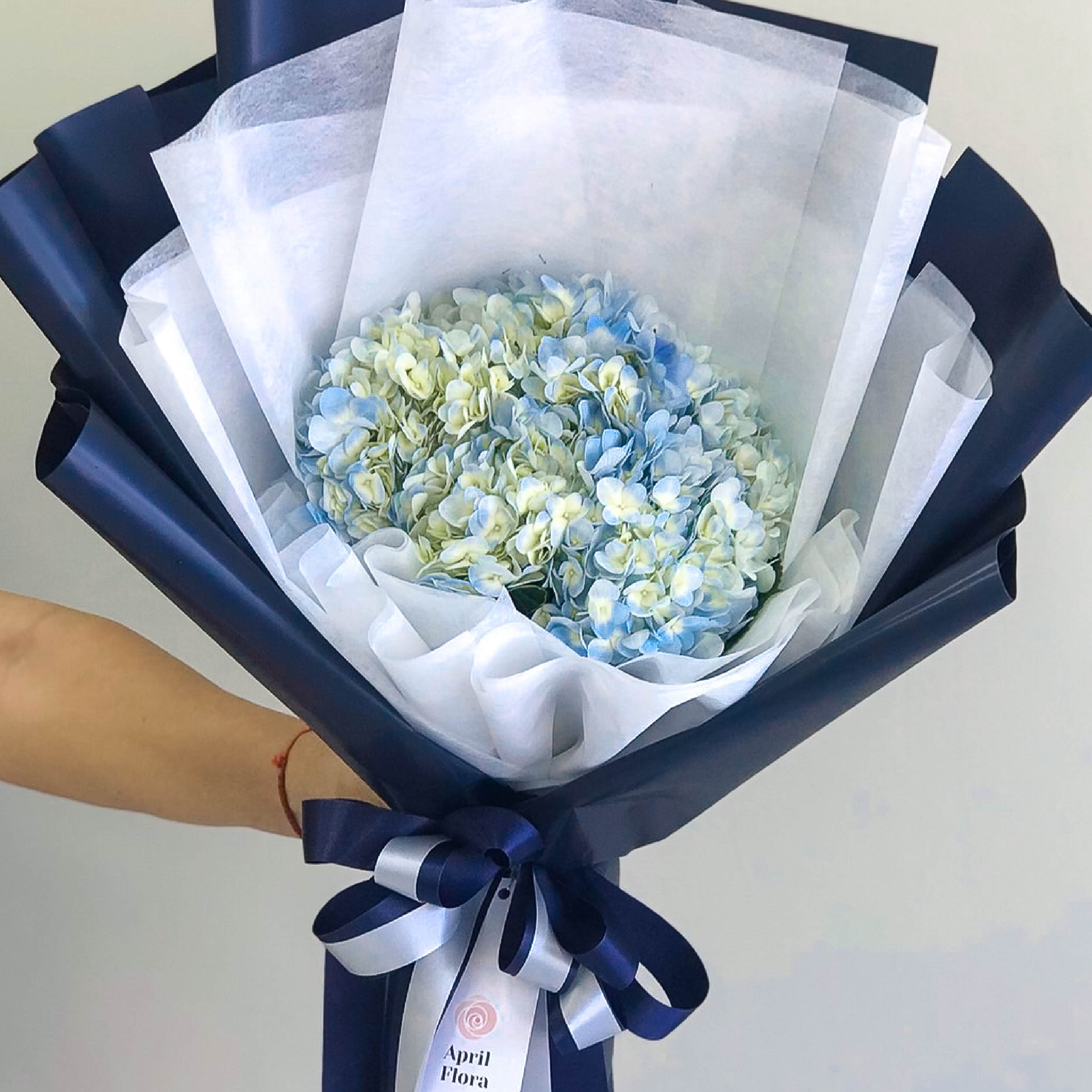 Pastel Blue Bouquet With Hydrangea