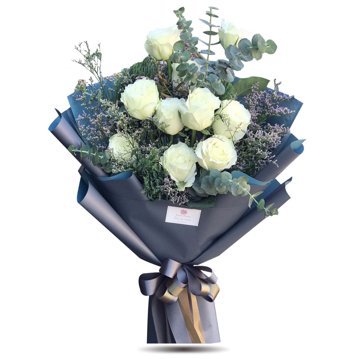 Splendid Bouquet Of 10 White Roses - April Flora