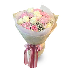 Romantic Bouquet With Roses, Carnation And Hydrangea - April Flora